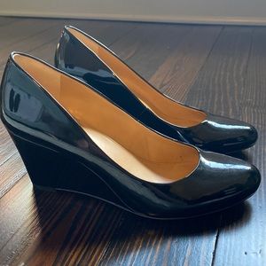 J Crew Black Patent Wedge Pump
